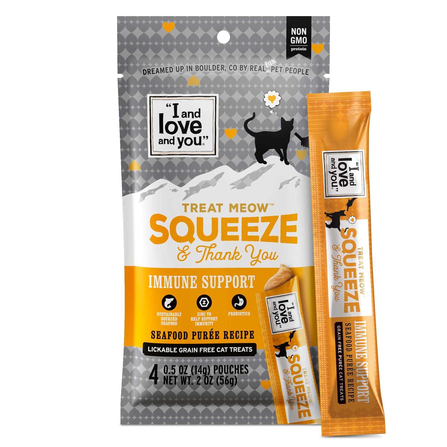 I and love and you Treat Meow Squeeze & Thank you Immune Support Cat Treat Pure - Healthber