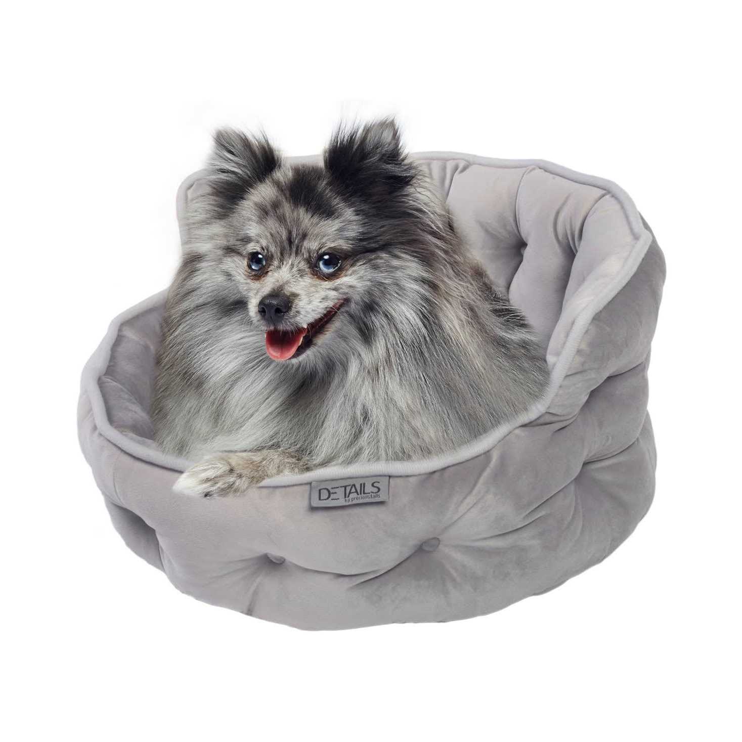 Precious Tails Ultra Plush Mini Tufted Velvet Round Cuddler Pet Bed - Healthber