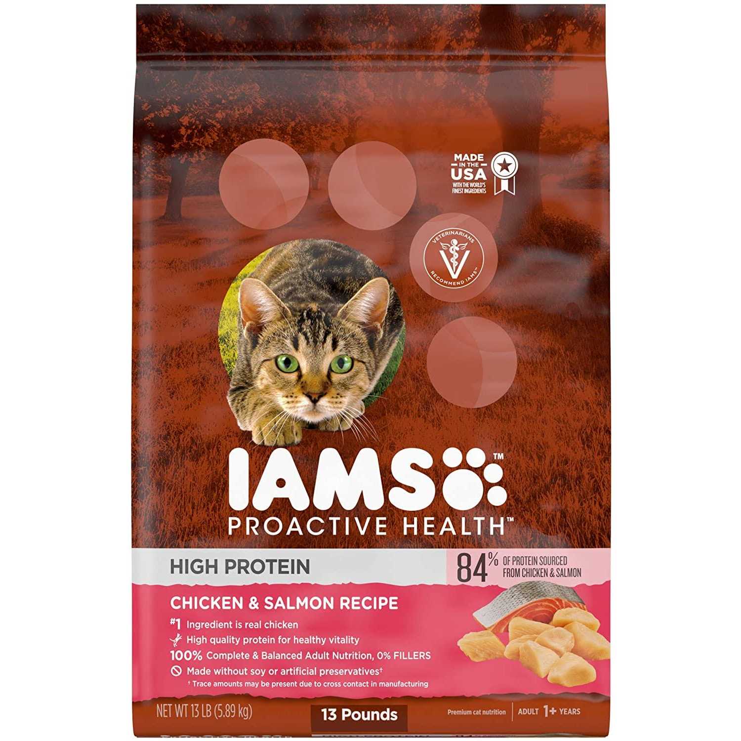 Iams Proactive Health High Protein Adult Dry Cat Food with Chicken & Salmon - Healthber