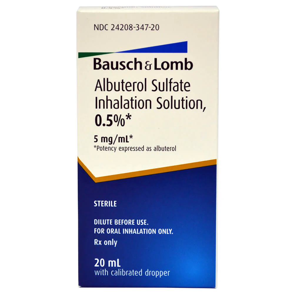 Rx Albuterol Sulfate Inhalation Solution, 0.5%, 20ml Bottle - Healthber