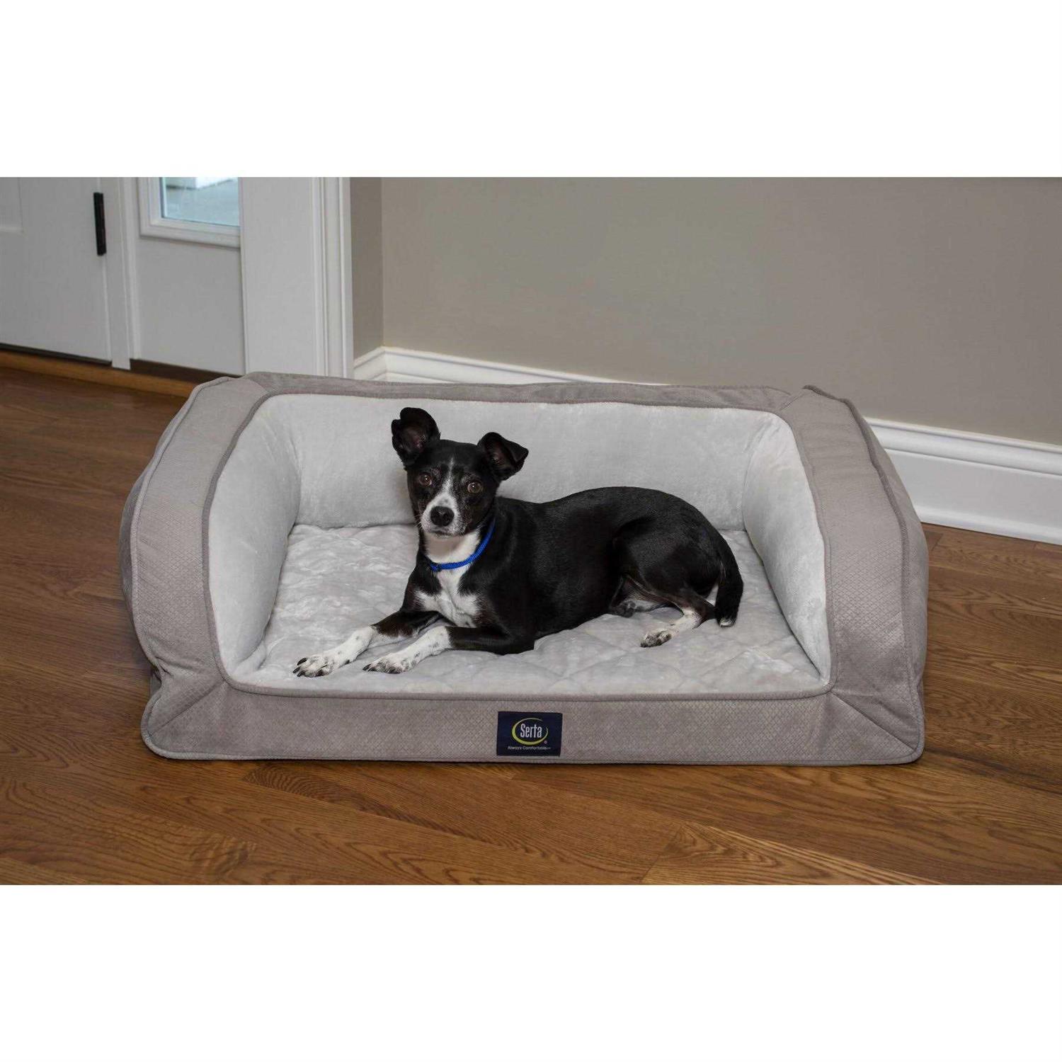 Serta Quilted Orthopedic Bolster Dog Bed w/Removable COVER - Healthber