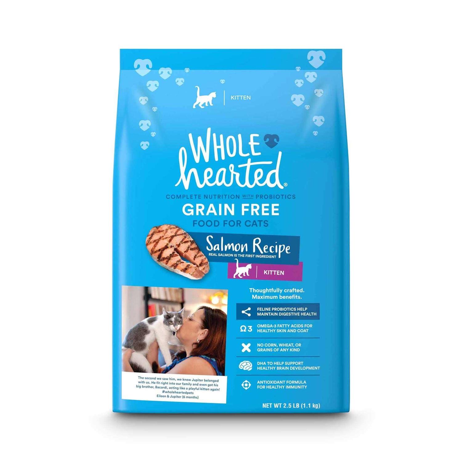 WholeHearted Grain Free Salmon Recipe Dry Kitten Food - Healthber