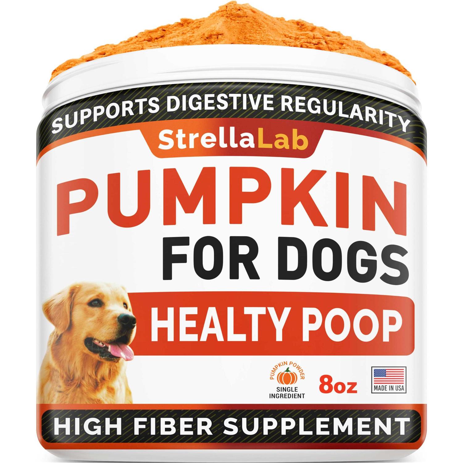 StrellaLab Pumpkin High Fiber Stool Consistency Powder Digestive Supplement for Dogs - Healthber