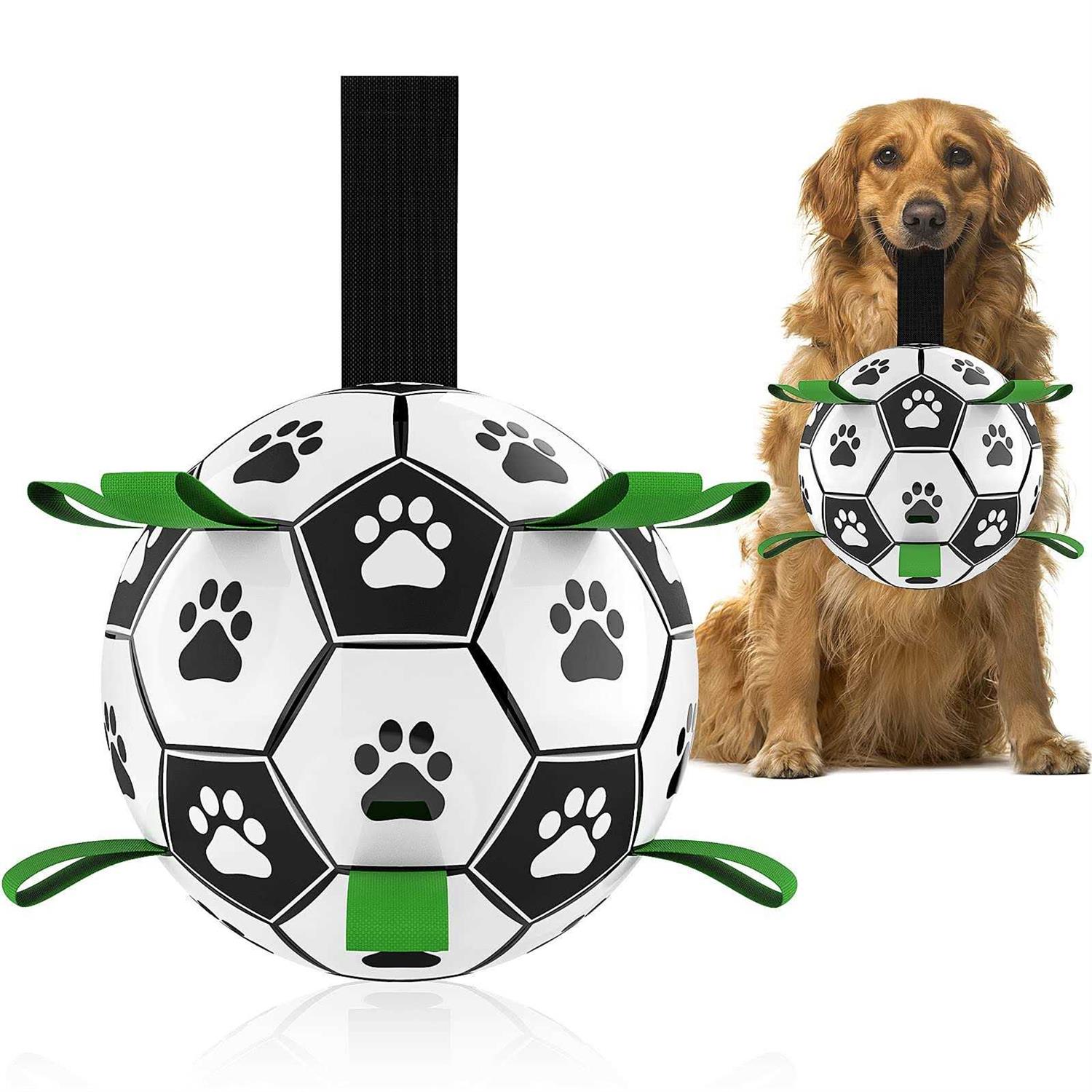 QDAN Dog Toys Soccer Ball with Straps Interactive Dog Toys for Tug of War - Healthber