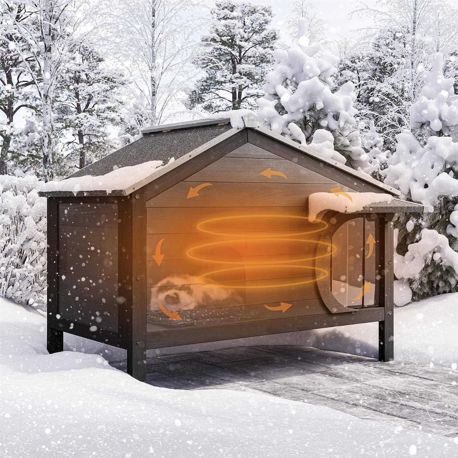 BELLEZE Outdoor Insulated Wooden Cat House - Healthber