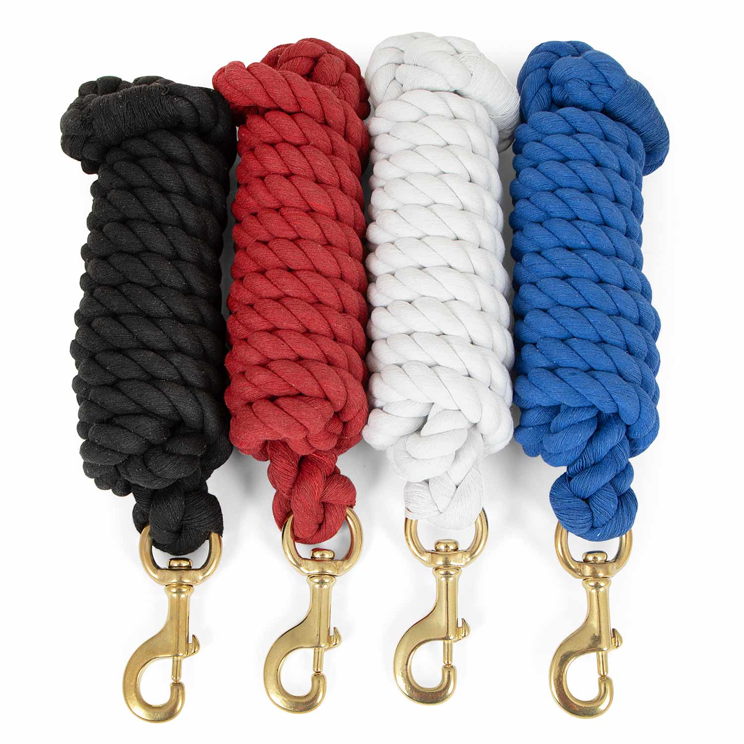 Solid Cotton Horse Lead Ropes with Brass Bolt Snap, 10' L - Healthber