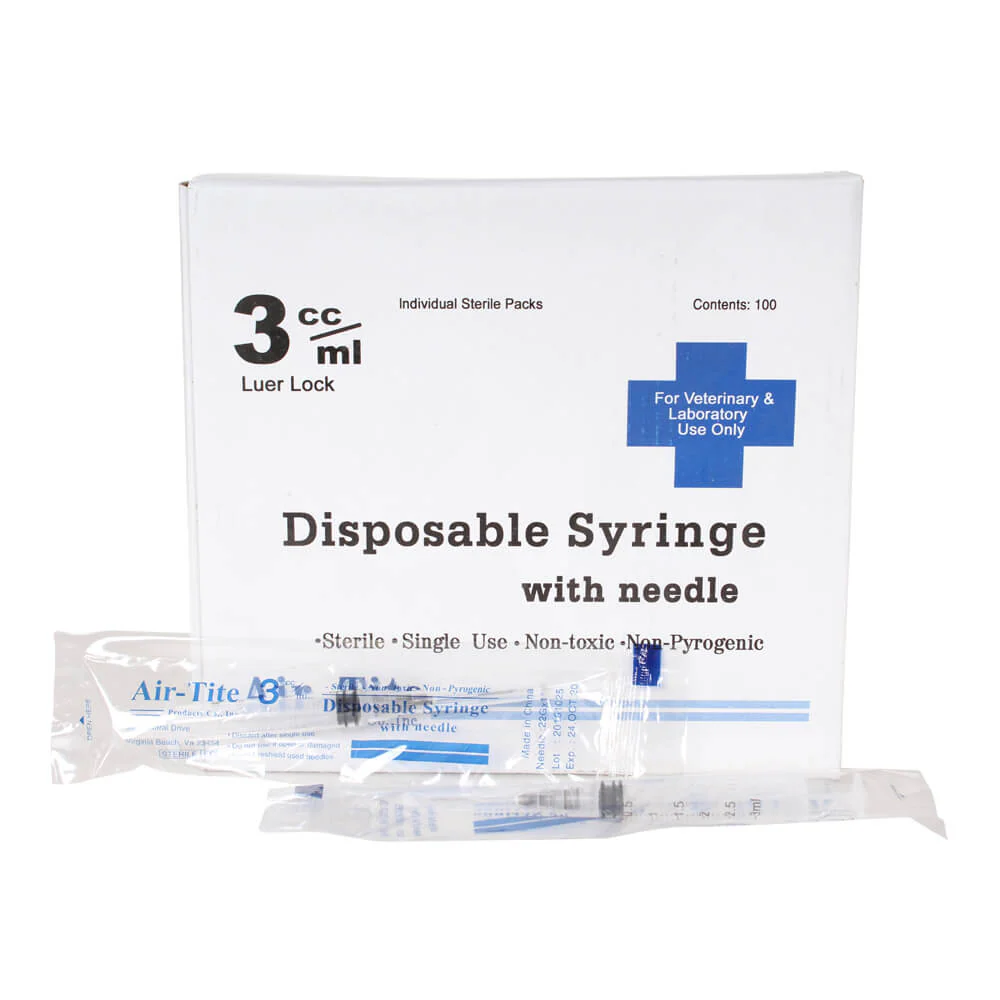 Air-Tite Luer Lock Syringes with Needles, 100 Count - Healthber