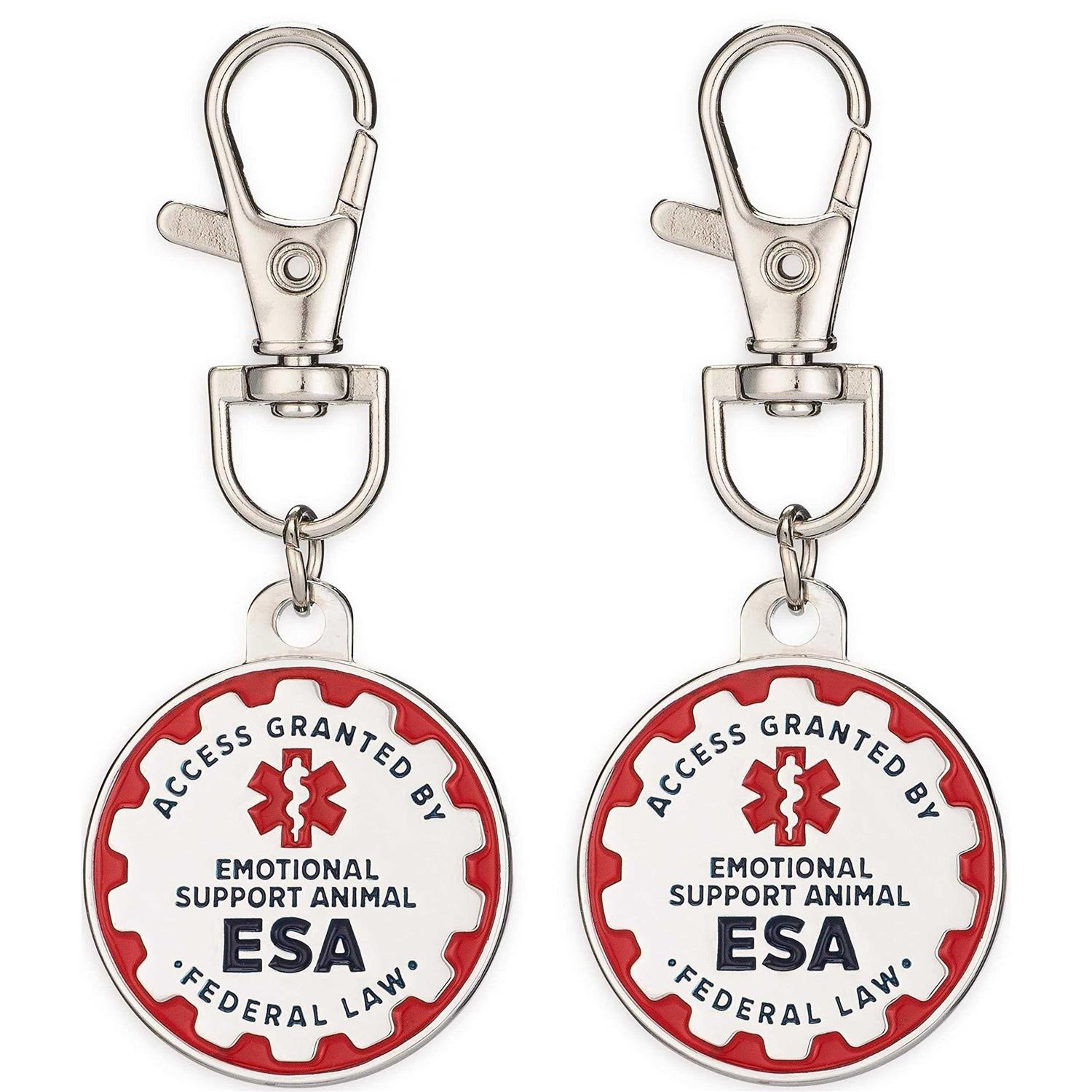 Industrial Puppy Emotional Support Dog Tag, 2 Pack Metal Pet ID Tags for Emotional Support Dogs, ESA, and Therapy Dogs - Healthber