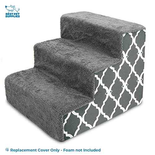 Best Pet Supplies Foam Pet Steps Cover for Small Dogs and Cats, Portable Ramp Stairs for Couch, Sofa, and High Bed Climbing - Healthber