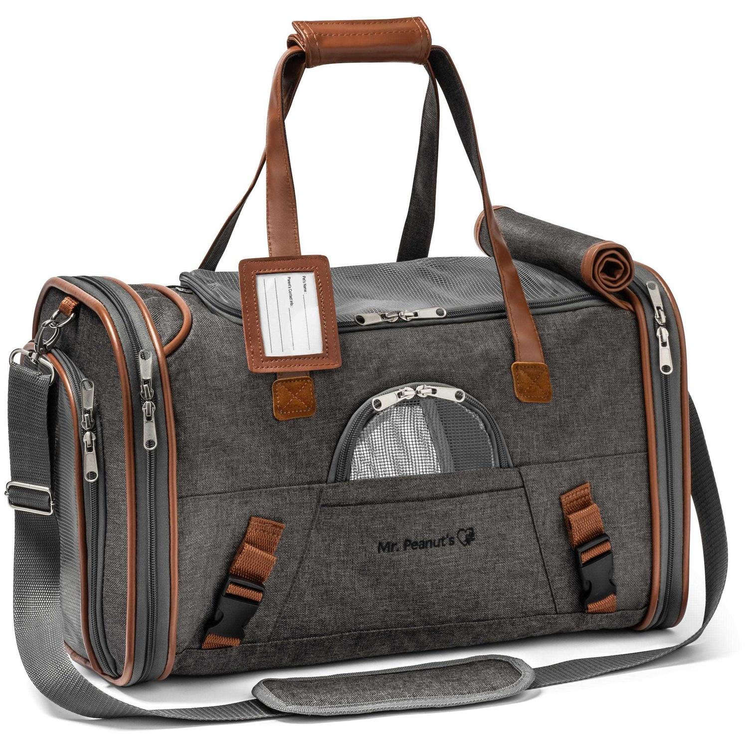 Mr. Peanut’s Airline Approved Soft Sided Pet Carrier Low Profile Gold Series Tote - Healthber