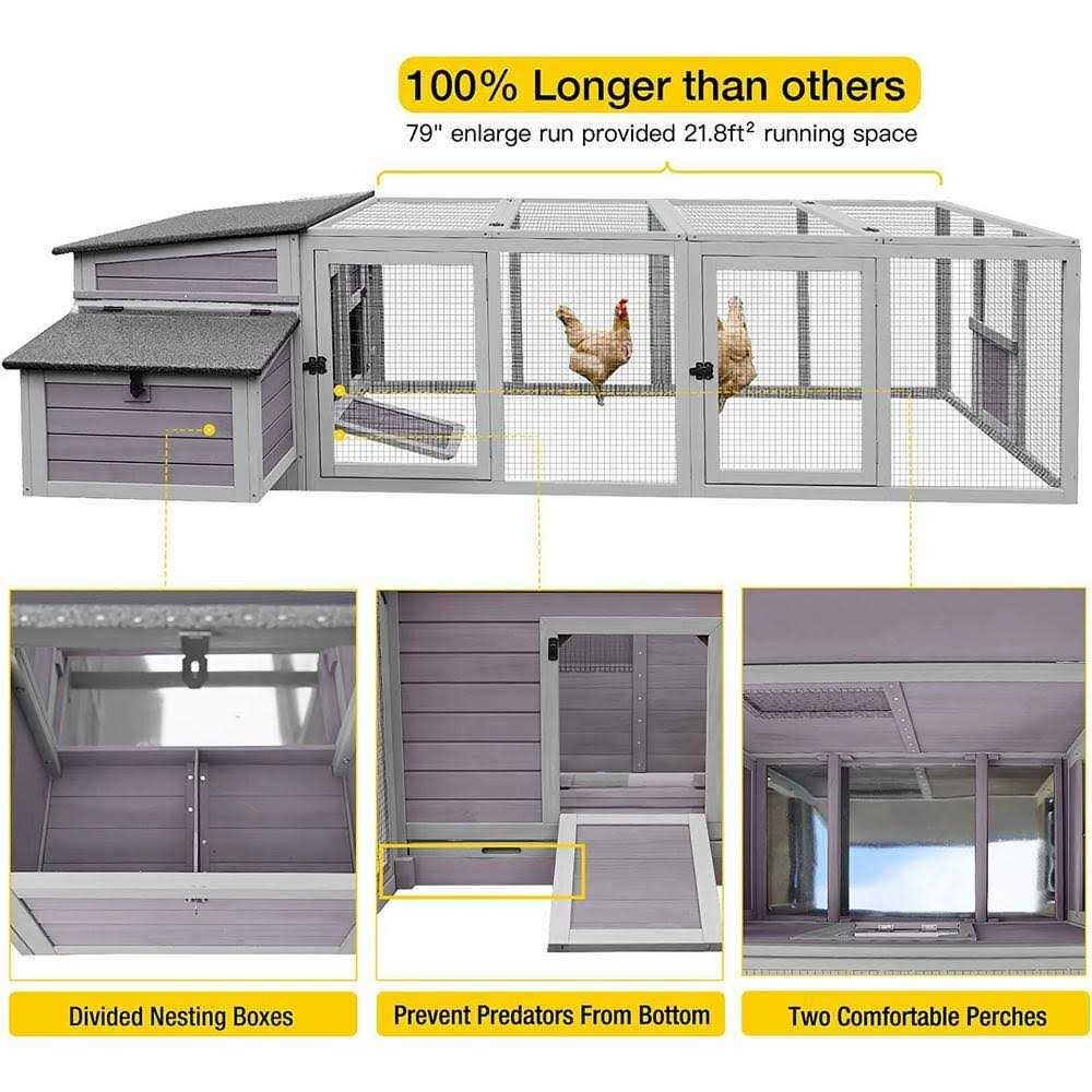 aivituvin Large Hen House with Run for 4-6 Chickens AIR45 - Healthber