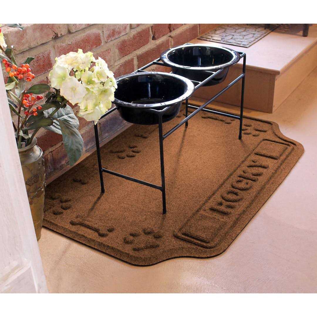 Bungalow Flooring Personalized Waterhog Drool Hog Dog Bone Dog Dinner Mat - Healthber