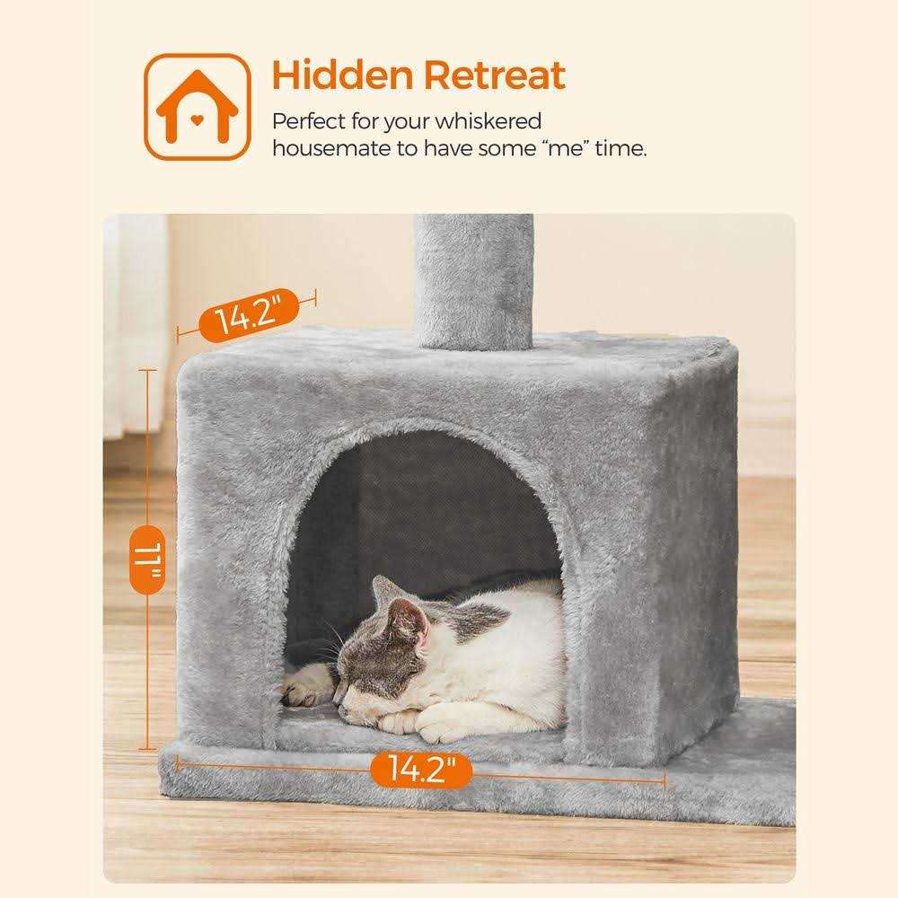 Feandrea Cat Tree with Sisal-Covered Scratching Posts and 2 Plush Condos Cat Furniture for Kittens - Healthber