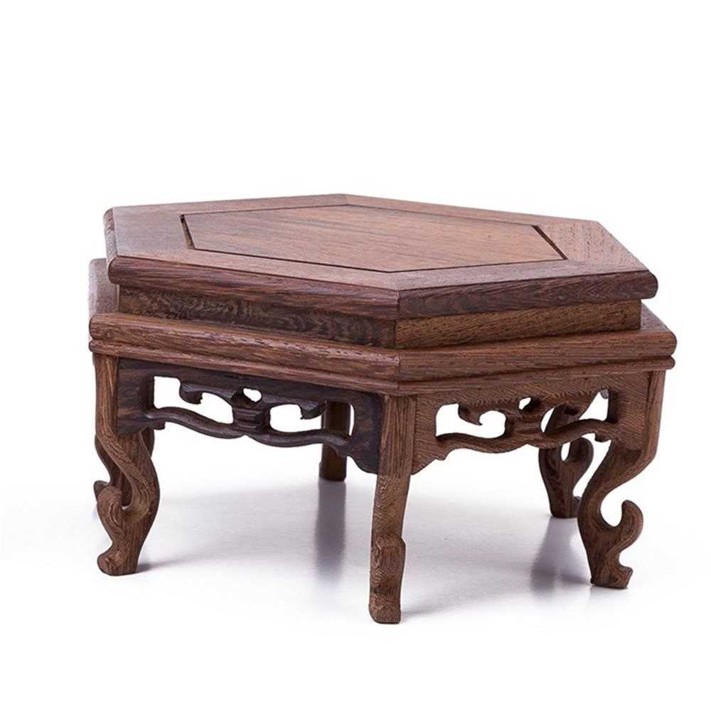 Beautiful Hand Craft Hexagon Rosewood Oriental Fishbowl Vase Stand - Healthber