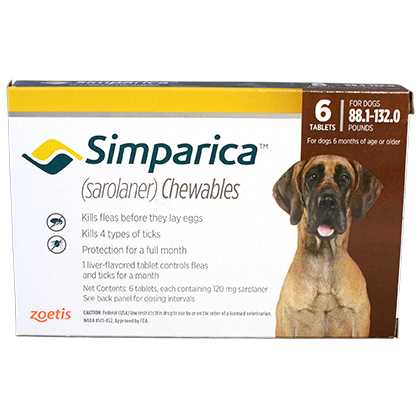 Simparica Chewable Tablets for Dogs 88 – 132 lbs Brown, 6 Month Supply - Healthber