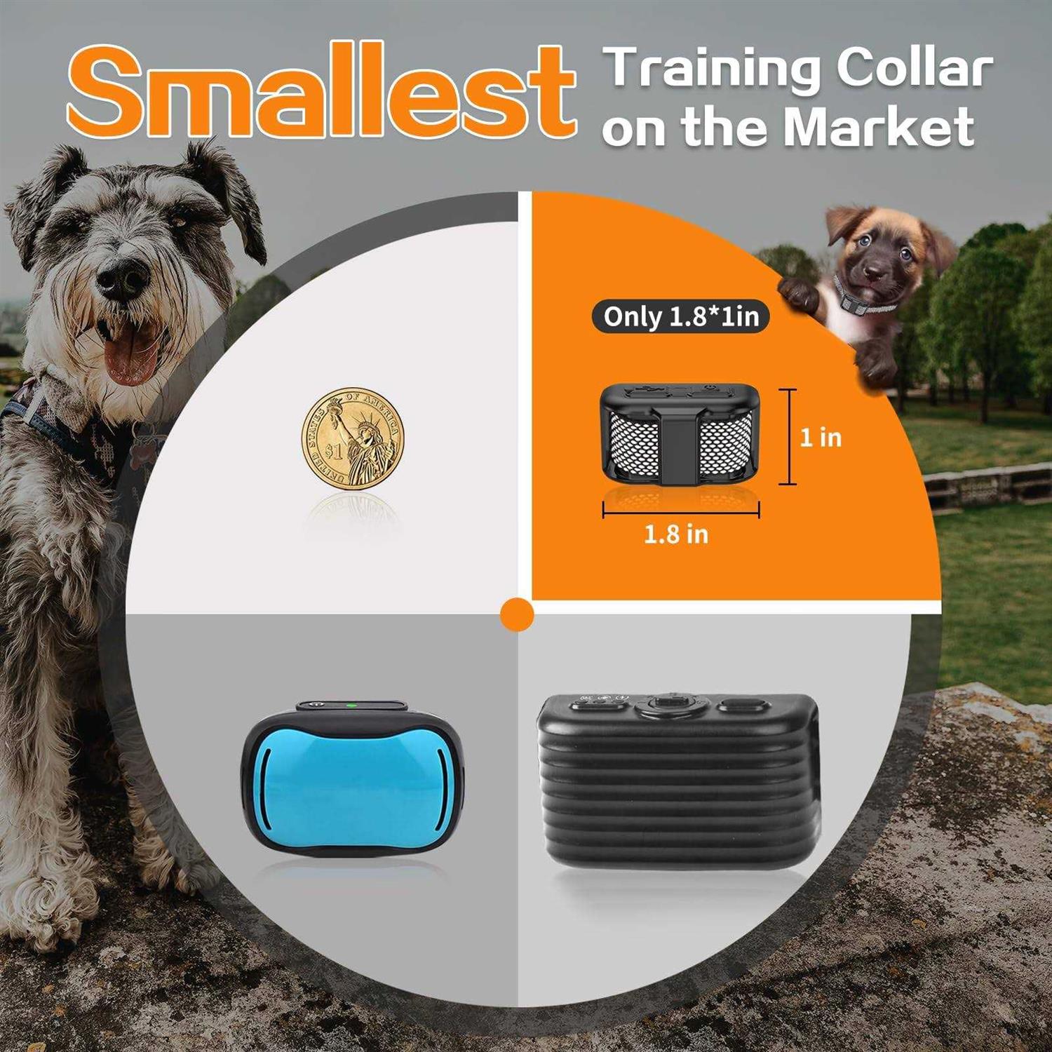 Tiniest Dog Shock Collar Lightest Dog Training Collar with Remote for Small Dogs 5-15lbs & Medium Large Dogs/Puppies - Healthber