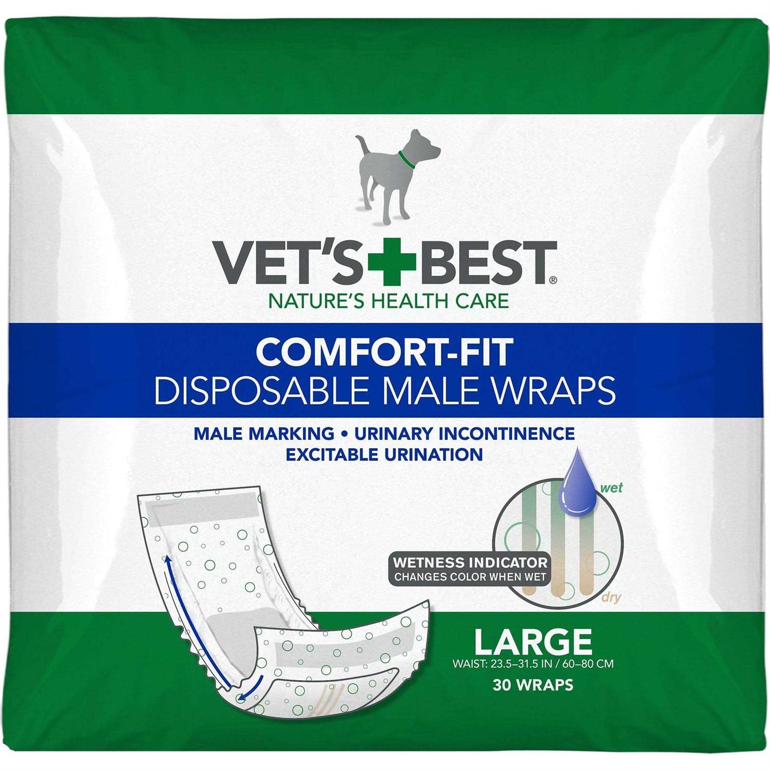Vet’s Best Comfort-Fit Disposable Male Dog Wraps - Healthber