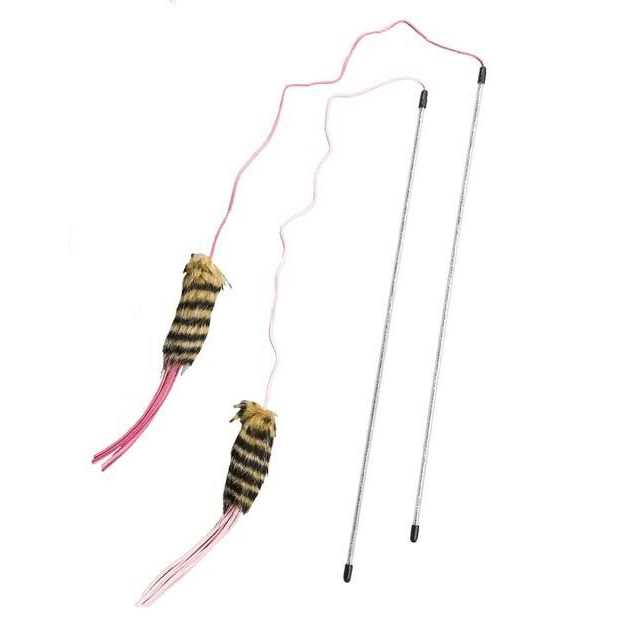 Ethical Pet Leather Strand Teaser Wand Cat Toy - Healthber