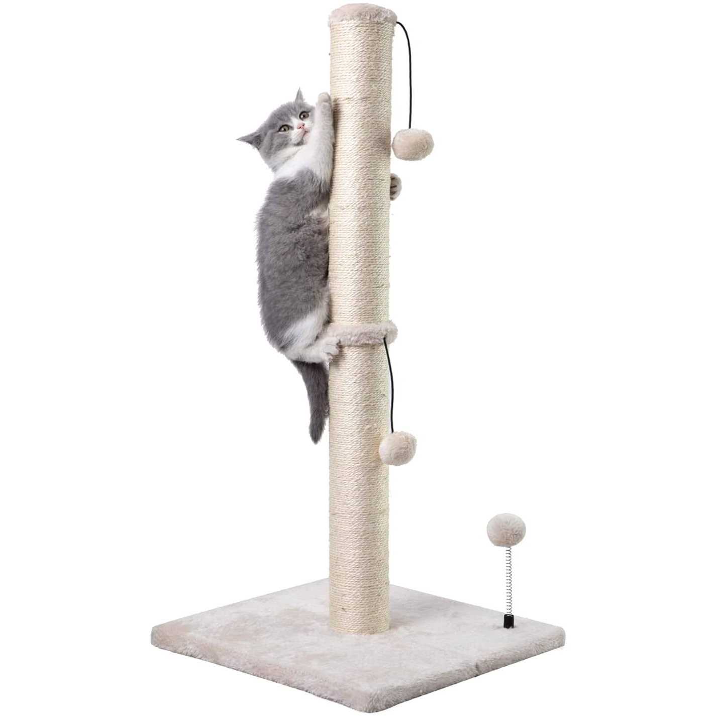 MECOOL Cat Scratching Post Premium Basics Kitten Scratcher Sisal Scratch Posts Hanging Ball Cats - Healthber