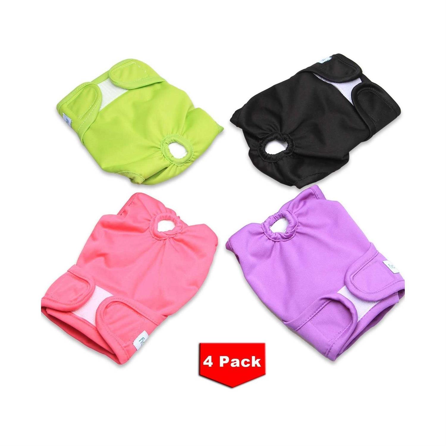 Teamoy 4pcs Washable Female Dog Diapers, Reusable Doggie Diaper Wraps for Female Dogs, Super-Absorbent and Comfortable - Healthber