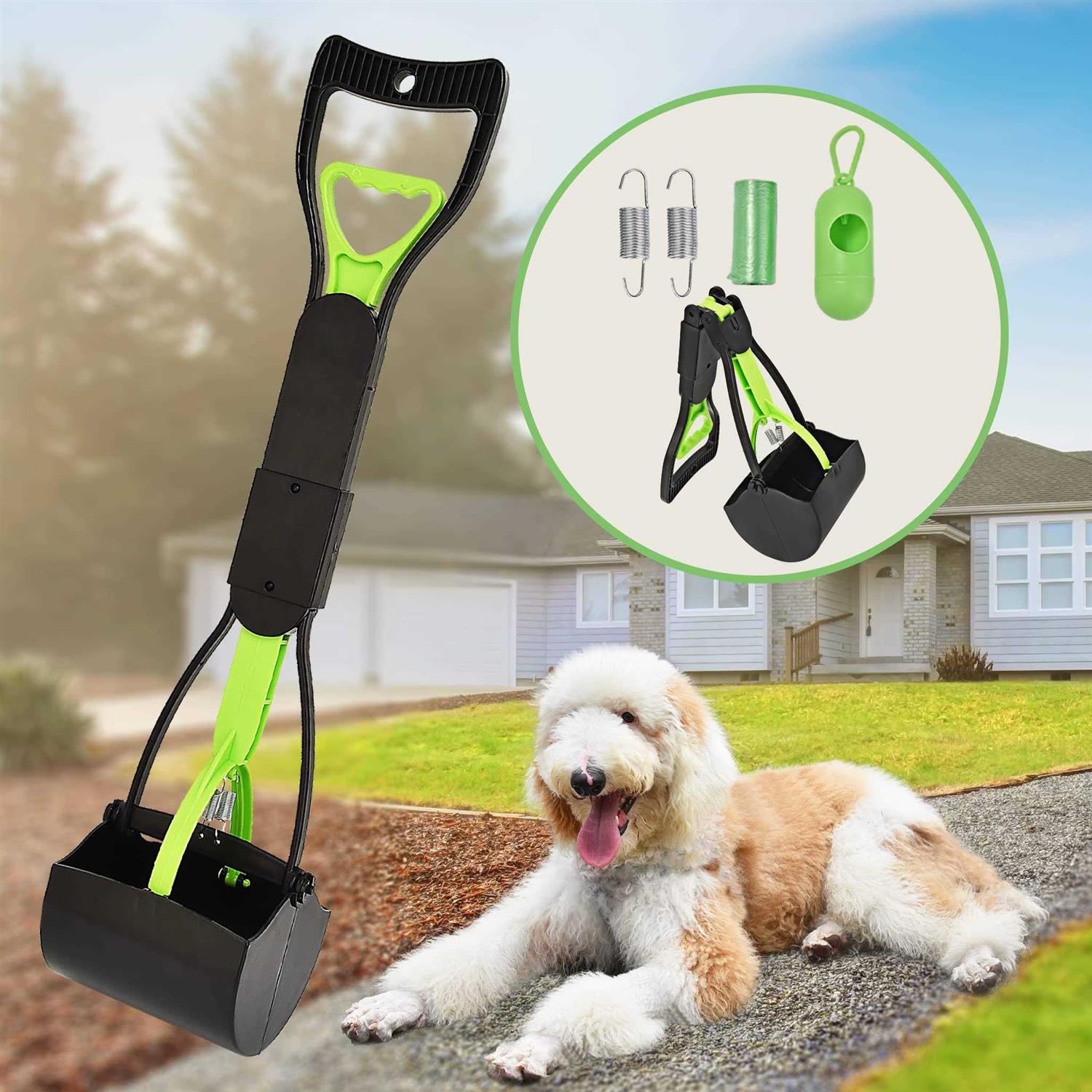 HOMAGICO Pooper Scooper Portable Dog Pooper Scooper with Long Handle Foldable Pooper Scooper for Large Medium Dogs with Bag Attachment - Healthber