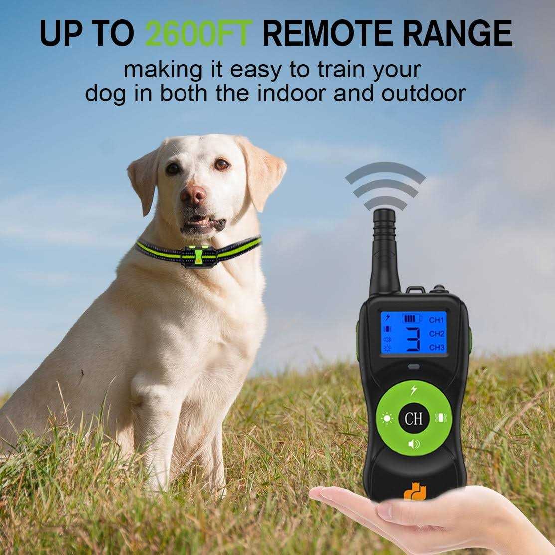 Groovypets Three-Dog Kit 800 Yard Waterproof Long-Life Rechargable Remote Dog Training Shock Collar System - Healthber