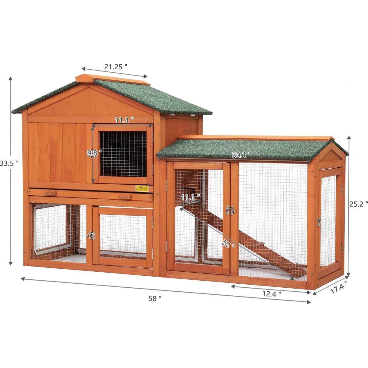 Coziwow by Jaxpety 2-Tier Outdoor Wooden Rabbit Hutch with Ramp - Healthber