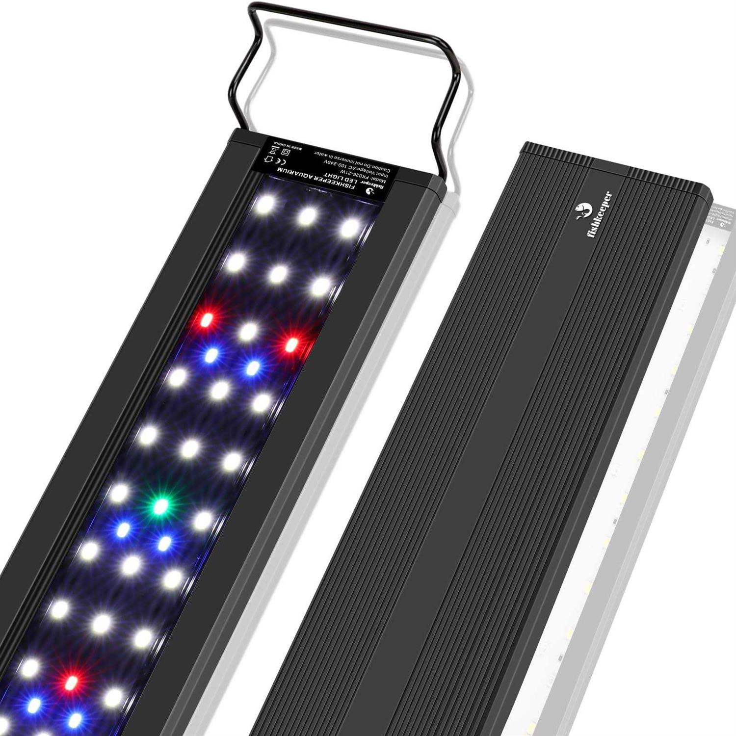 fishkeeper 21W LED Aquarium Light Ultra-Thin Full Spectrum Fish Tank Light for Plants with Extendable Brackets for 25~31 Tanks - Healthber