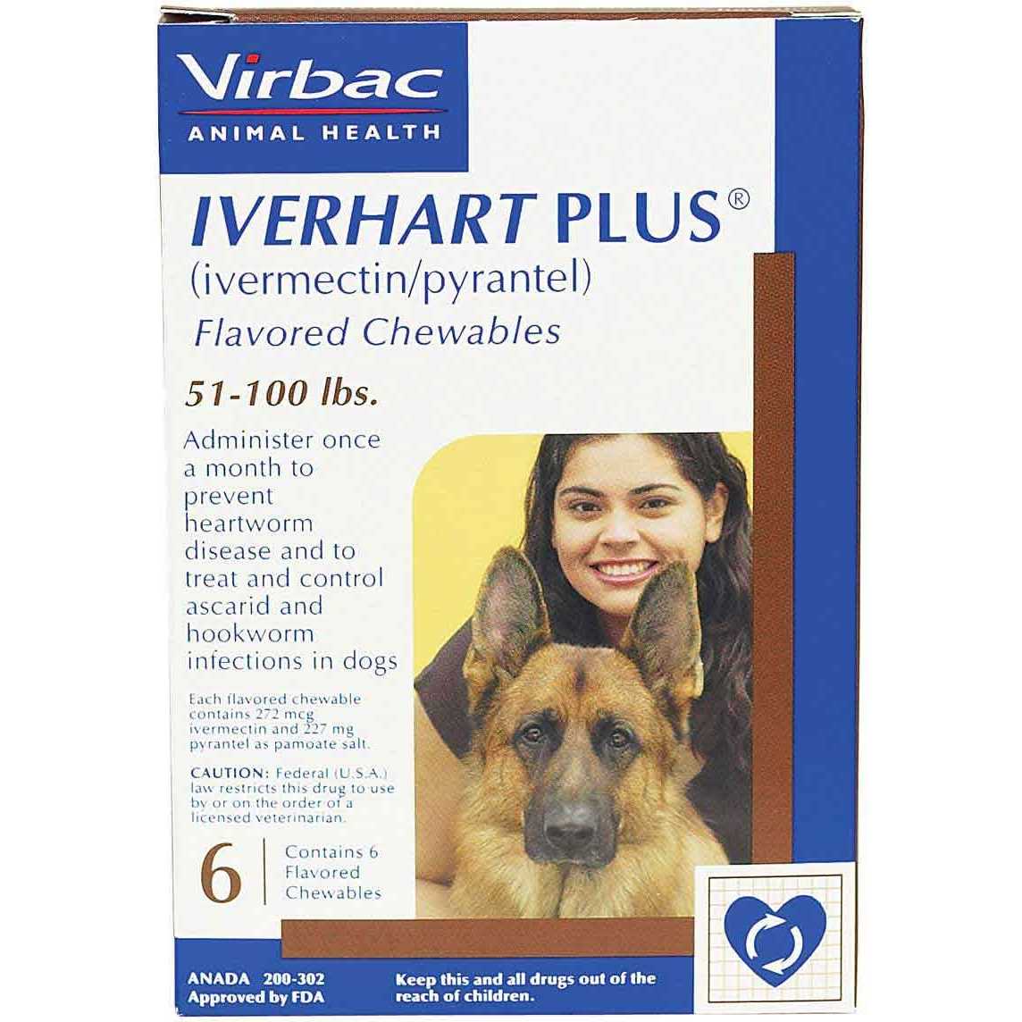 Iverhart Plus Flavored Chewables for Dogs 51-100 lbs - Healthber