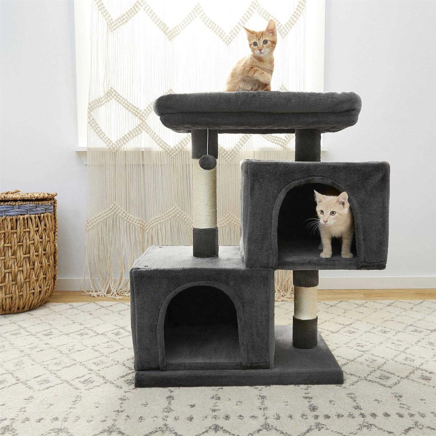 Frisco 33-in Faux Fur Cat Tree Condo - Healthber