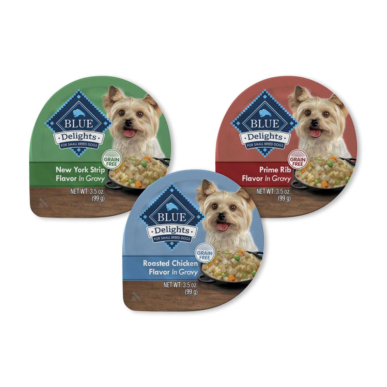 Blue Buffalo Delights Pate Style Grain-Free Chicken Prime Rib & NY Strip Variety Pack Adult Small Breed Wet Dog Food - Healthber