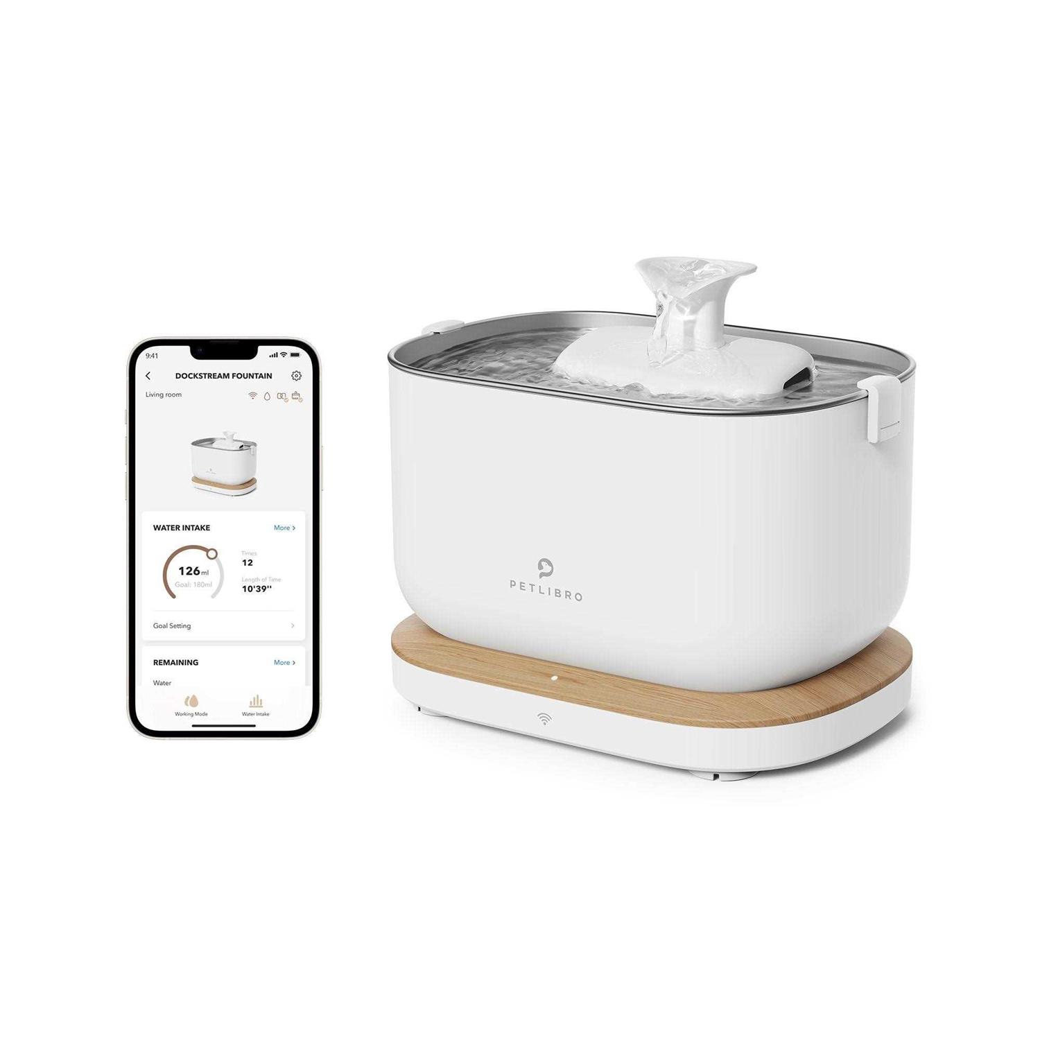 PETLIBRO App Monitoring Cat Water Fountain with Wireless Pump 2.5L/84oz Dockstream Pet Water Fountain for Cats Inside - Healthber