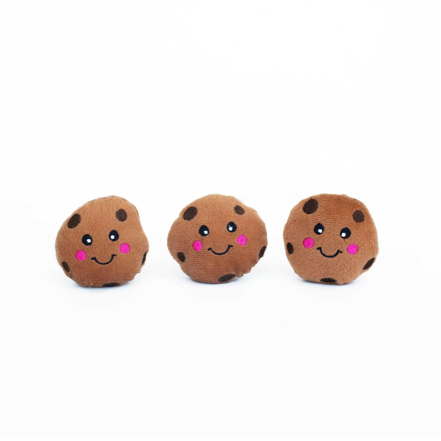ZippyPaws Miniz Cookies 3-Pack Plush Dog Toy - Healthber
