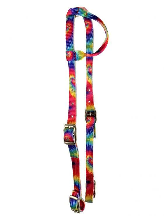 Showman Nylon One Ear Patterned Horse Headstall w/ Nickel Plated Buckles - Healthber