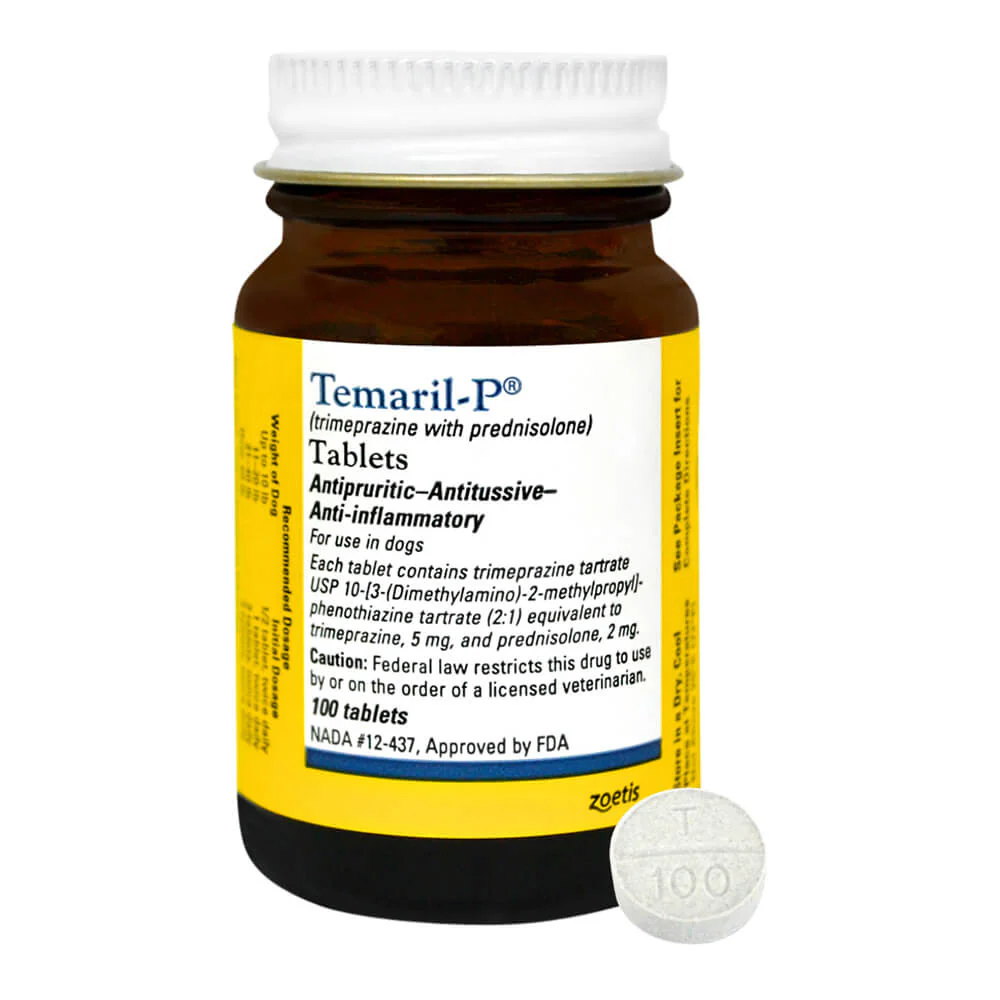 Rx Temaril-P (trimeprazine with prednisolone) Tablets for Dogs - Healthber