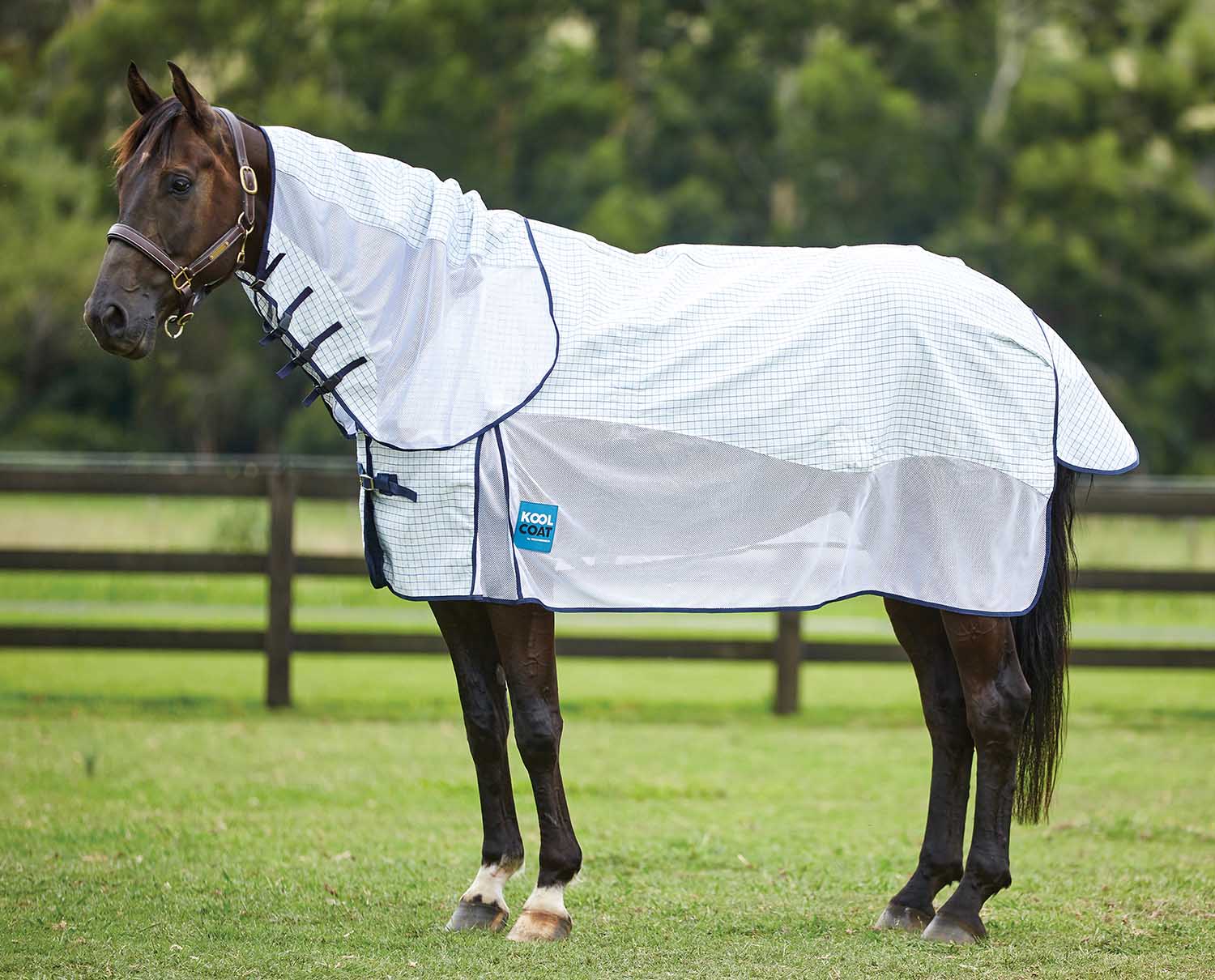 Kool Coat Airstream with Hidden Surcingle III Detach-A-Neck Horse Fly Sheet - Healthber