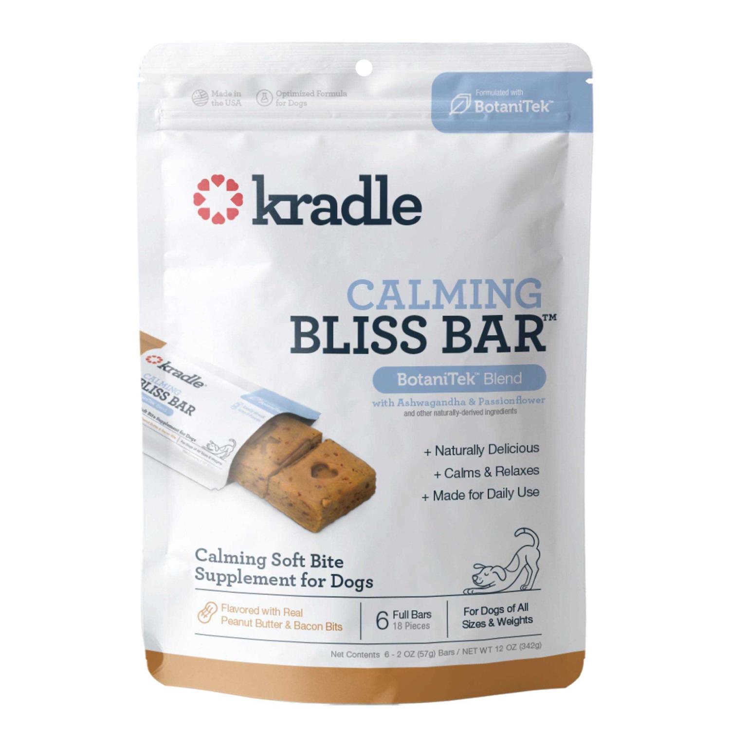 Kradle Calming Bliss Soft Bake Dog Bars Peanut Butter Bacon Flavor - Healthber