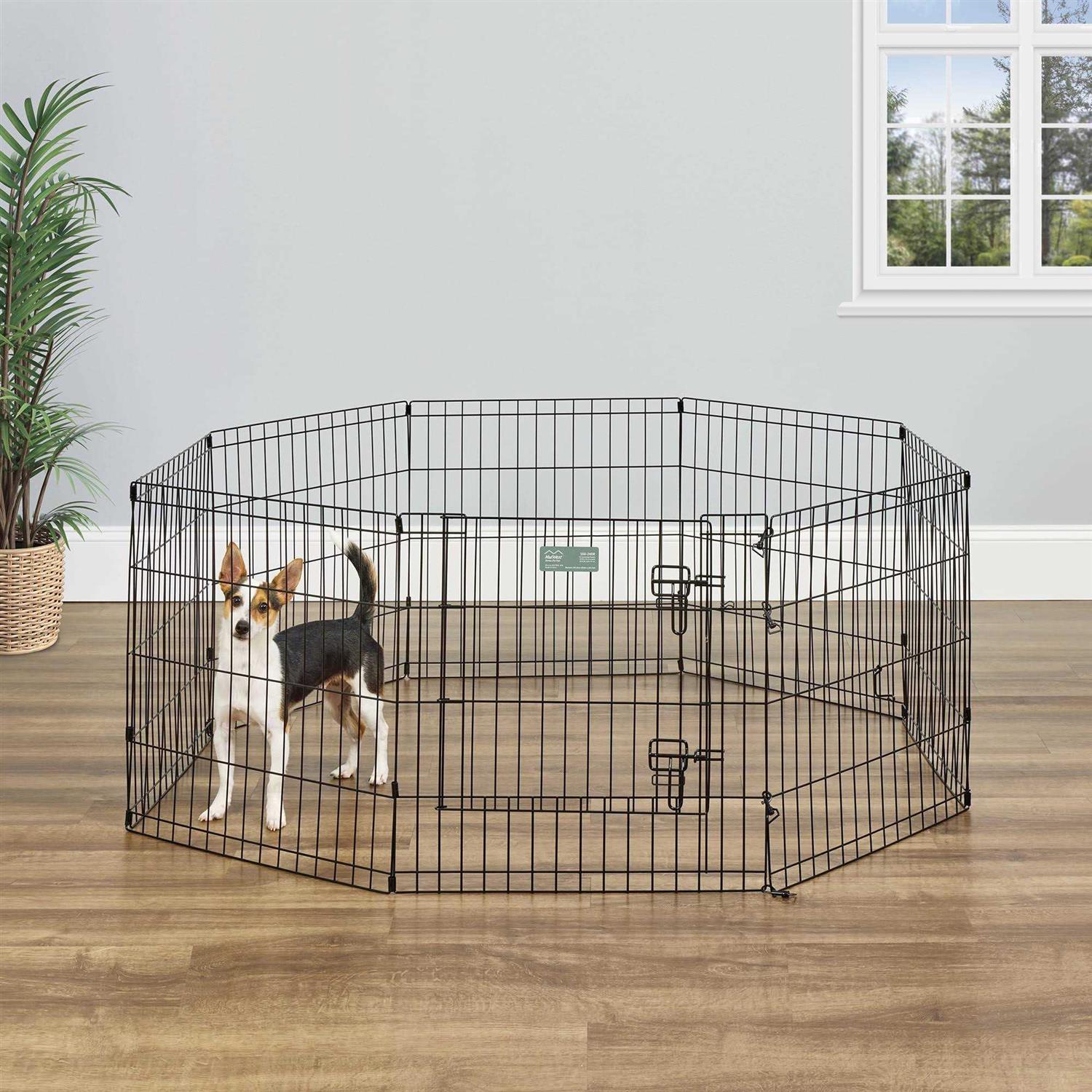 Midwest Black E-Coat Pet Exercise Pen with Walk-Thru Door 8 Panels - Healthber