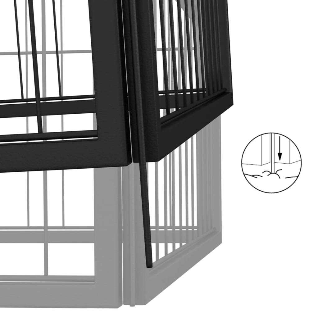 vidaXL Dog Playpen 4 Panels Black Powder-coated Steel - Healthber