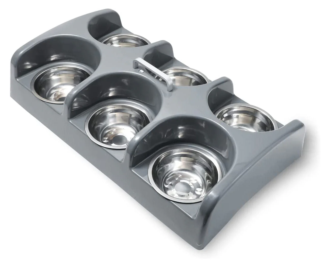 FurBaby Six Bowl Feeder Station, Gray - Healthber
