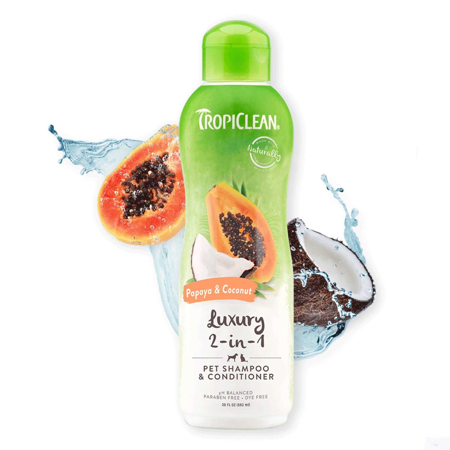 TropiClean Papaya & Coconut Luxury 2-in-1 Shampoo and Conditioner for Pets - Healthber