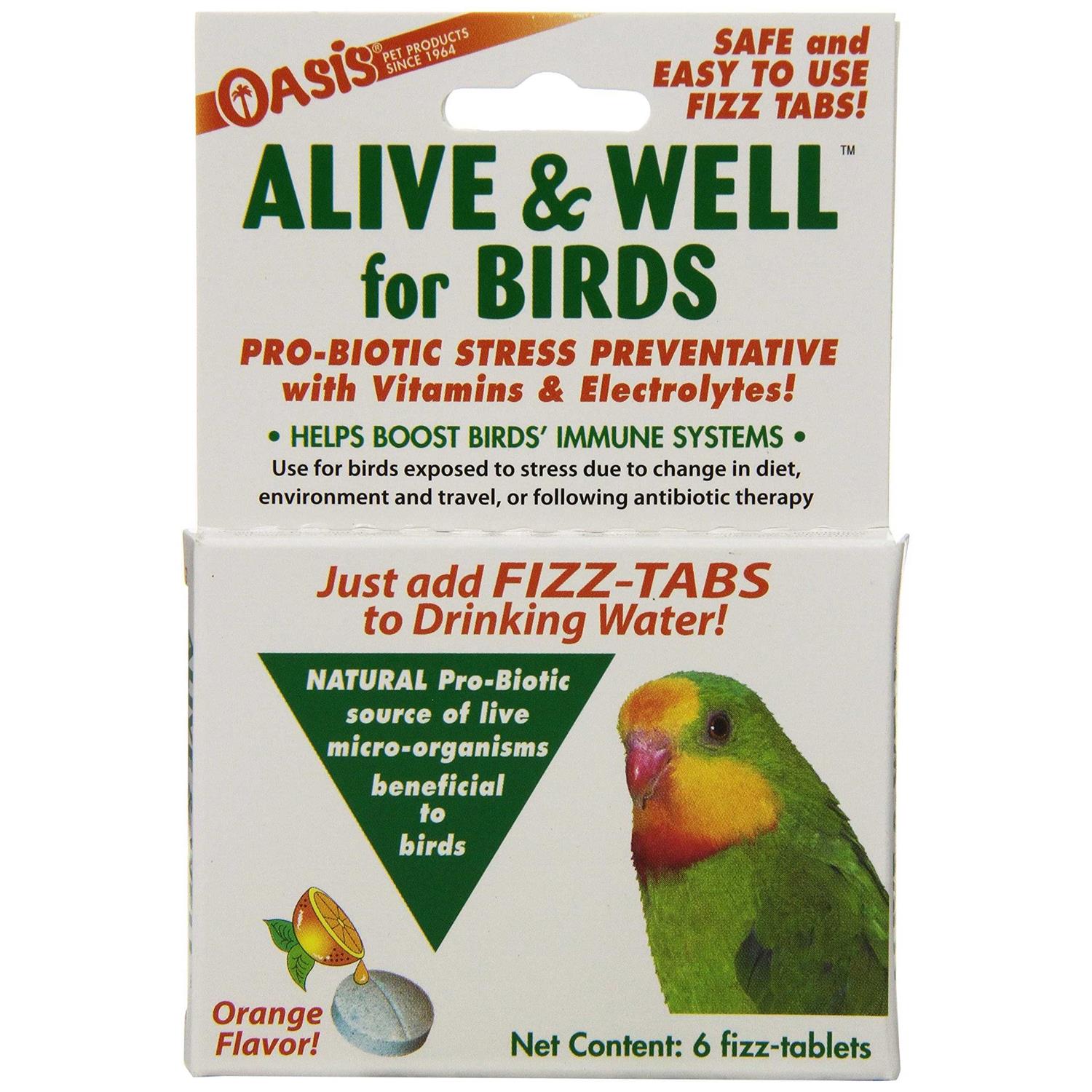 Oasis Alive and Well Stress Preventative & Pro-Biotic Tablets for Birds - Healthber
