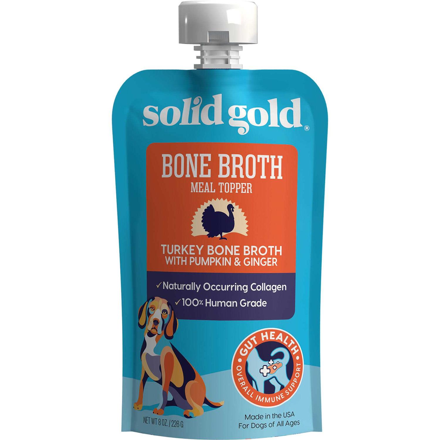 Solid Gold Turkey Bone Broth with Pumpkin & Ginger Dog Food Topper - Healthber