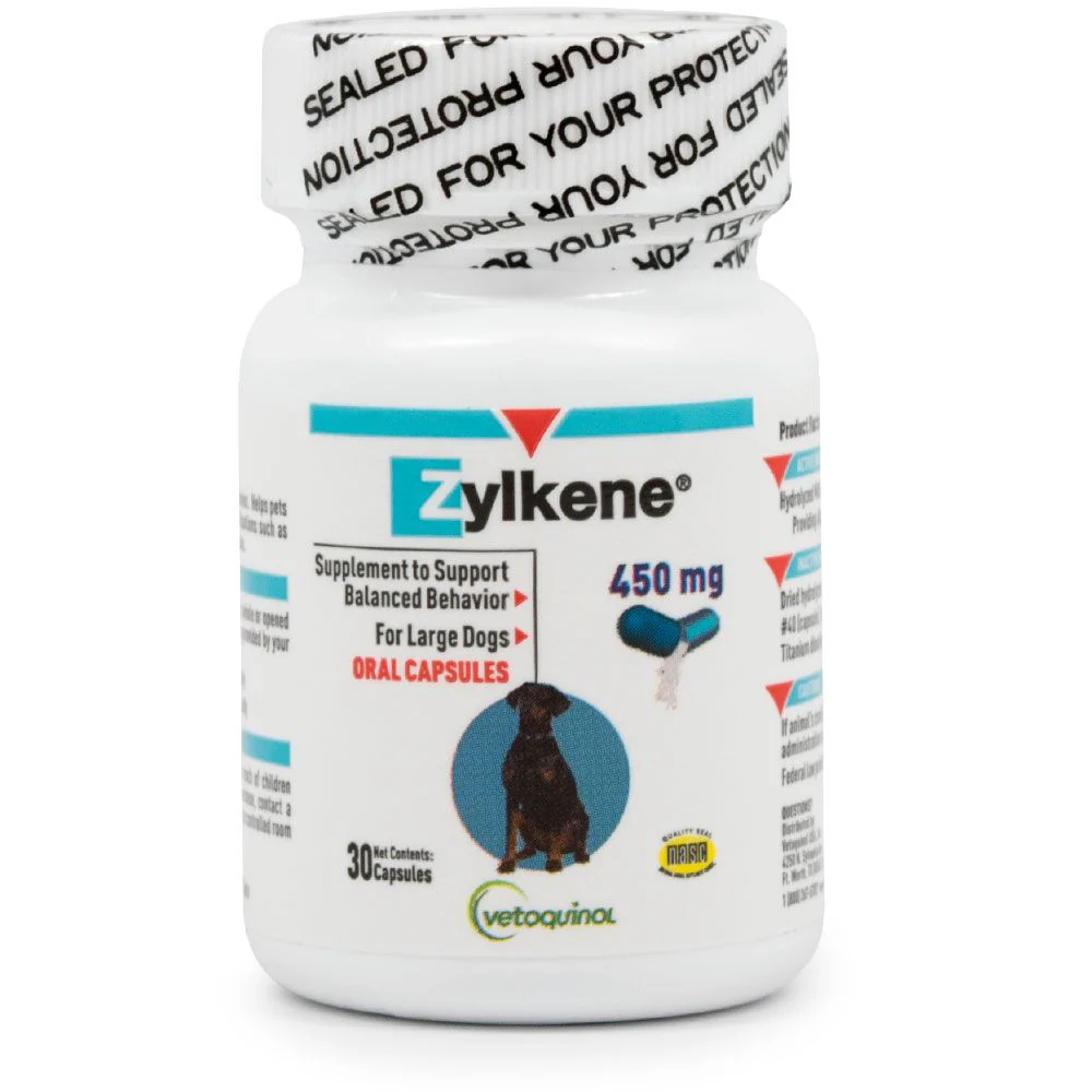 Zylkene Capsules Behavior Supplement for Dogs, 450mg,  30 Capsules - Healthber