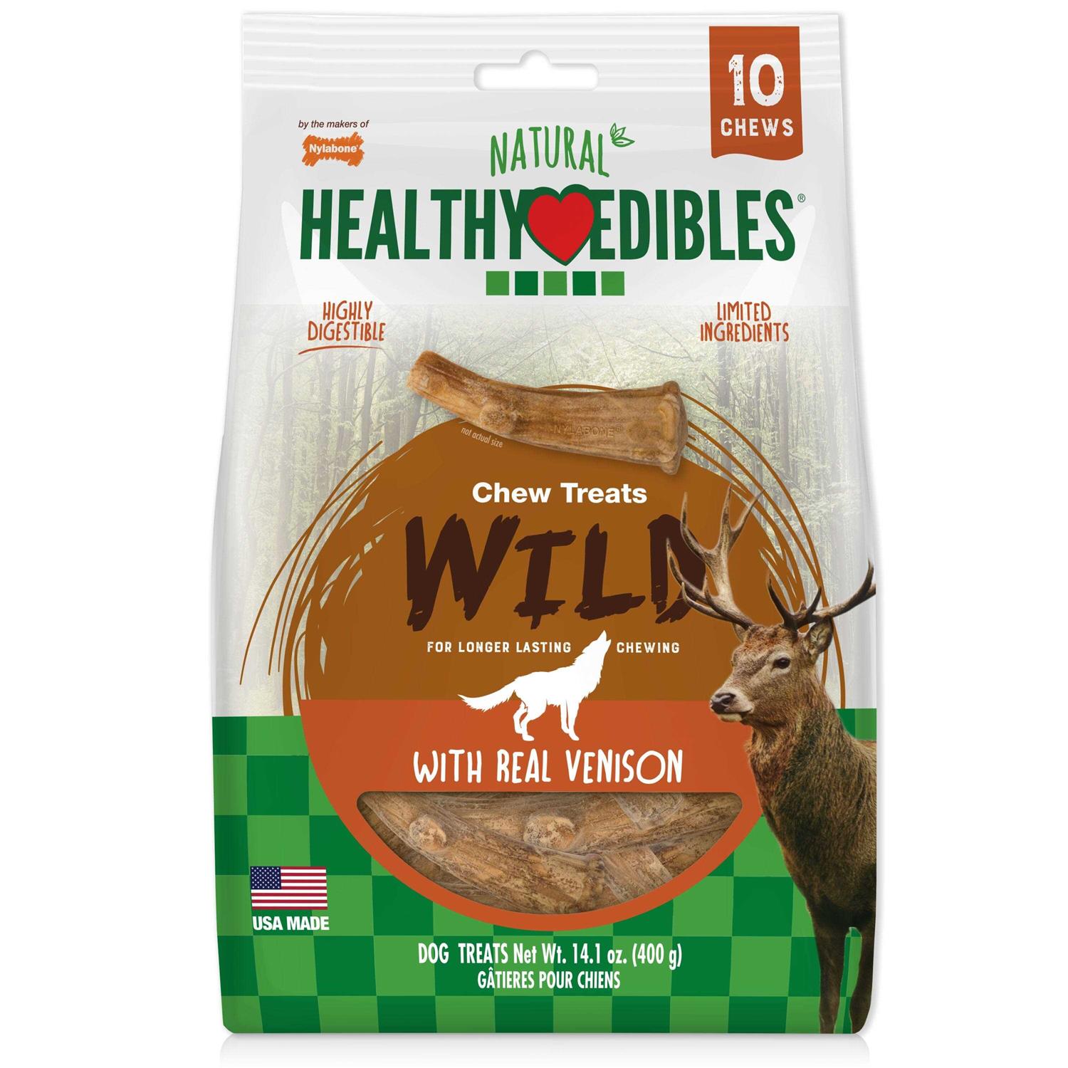Nylabone Healthy Edibles Wild Antler Chews Venison - Healthber