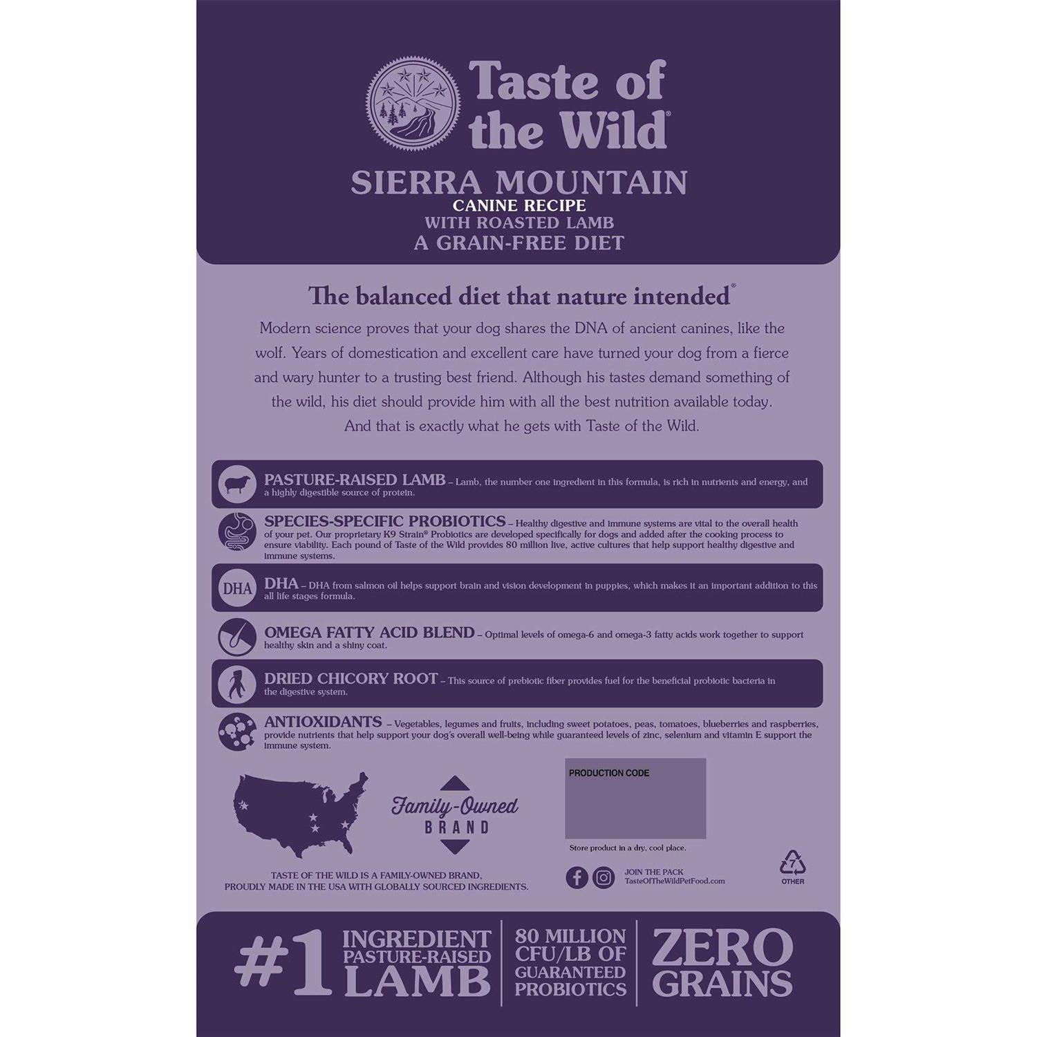 Taste of the Wild Sierra Mountain Dog Food - Healthber