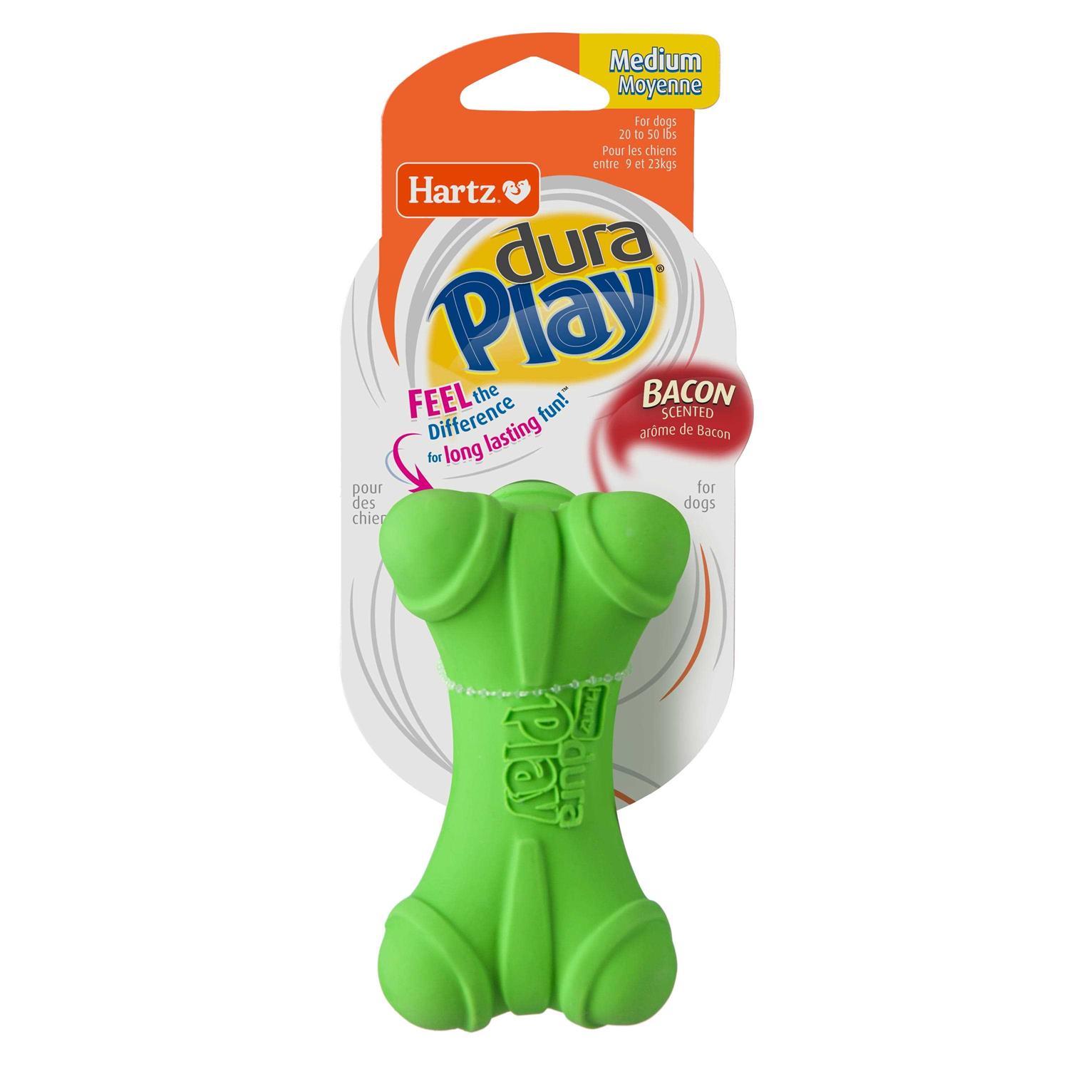 Hartz Dura Play Dog Toy Bone Bacon Scented Medium - Healthber