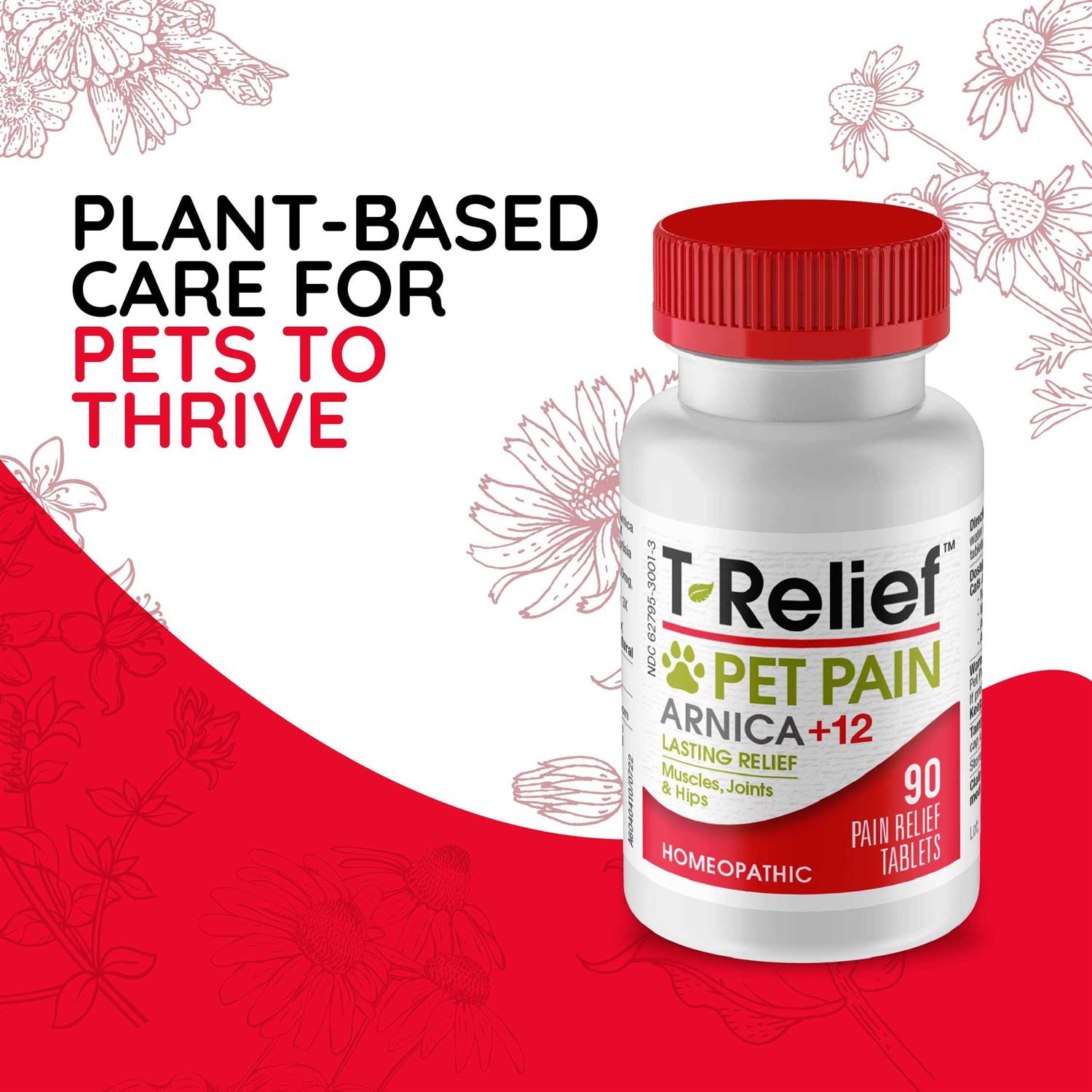 T-Relief Pet Pain Relief Arnica +12 Powerful Natural Medicines Help Ease Muscle Joint & Hip Pain Soreness Stiffness & Injuries Max Fast-Acting - Healthber