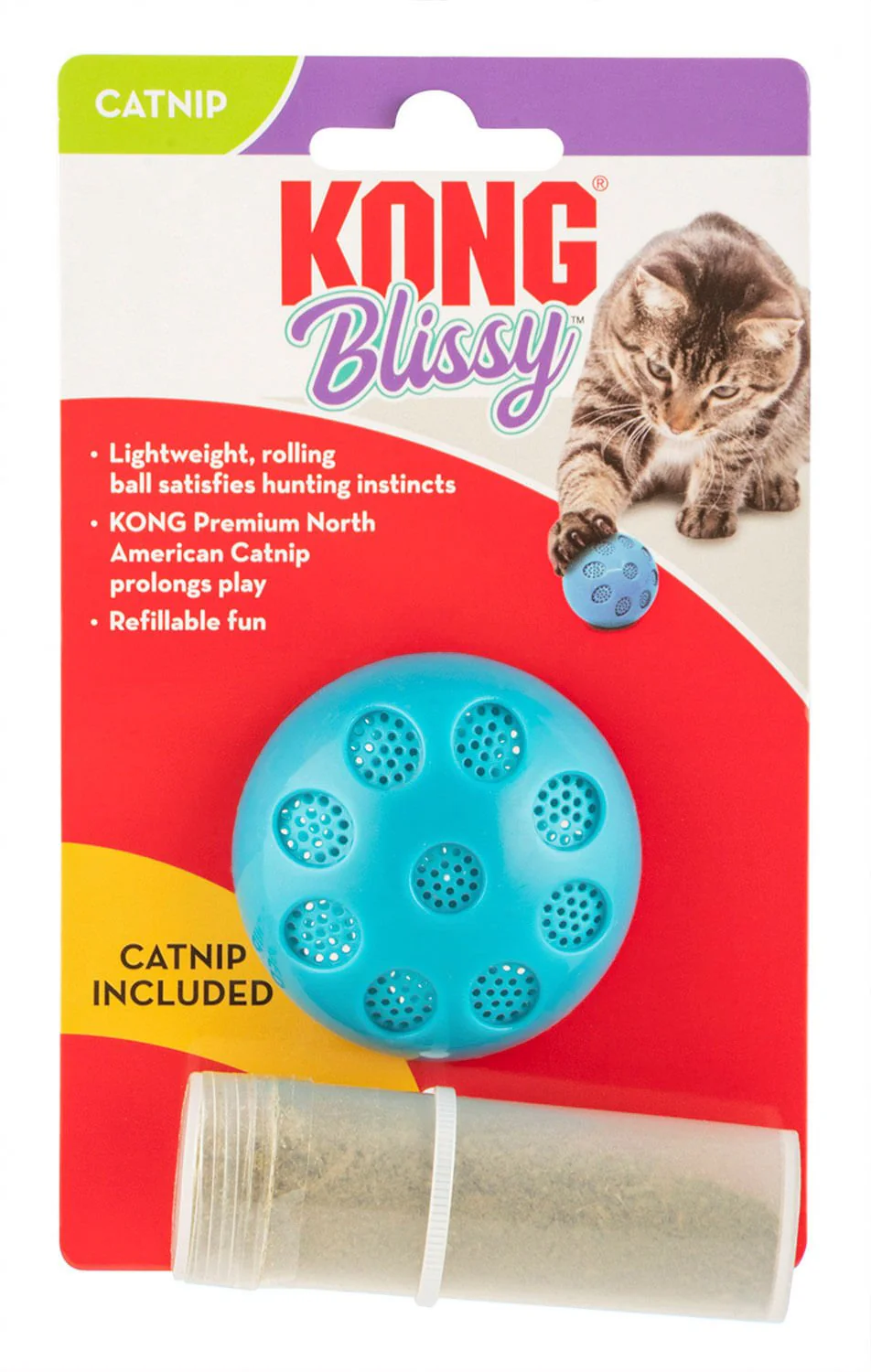 KONG Blissy Mesh Ball with Catnip, Teal, Small - Healthber