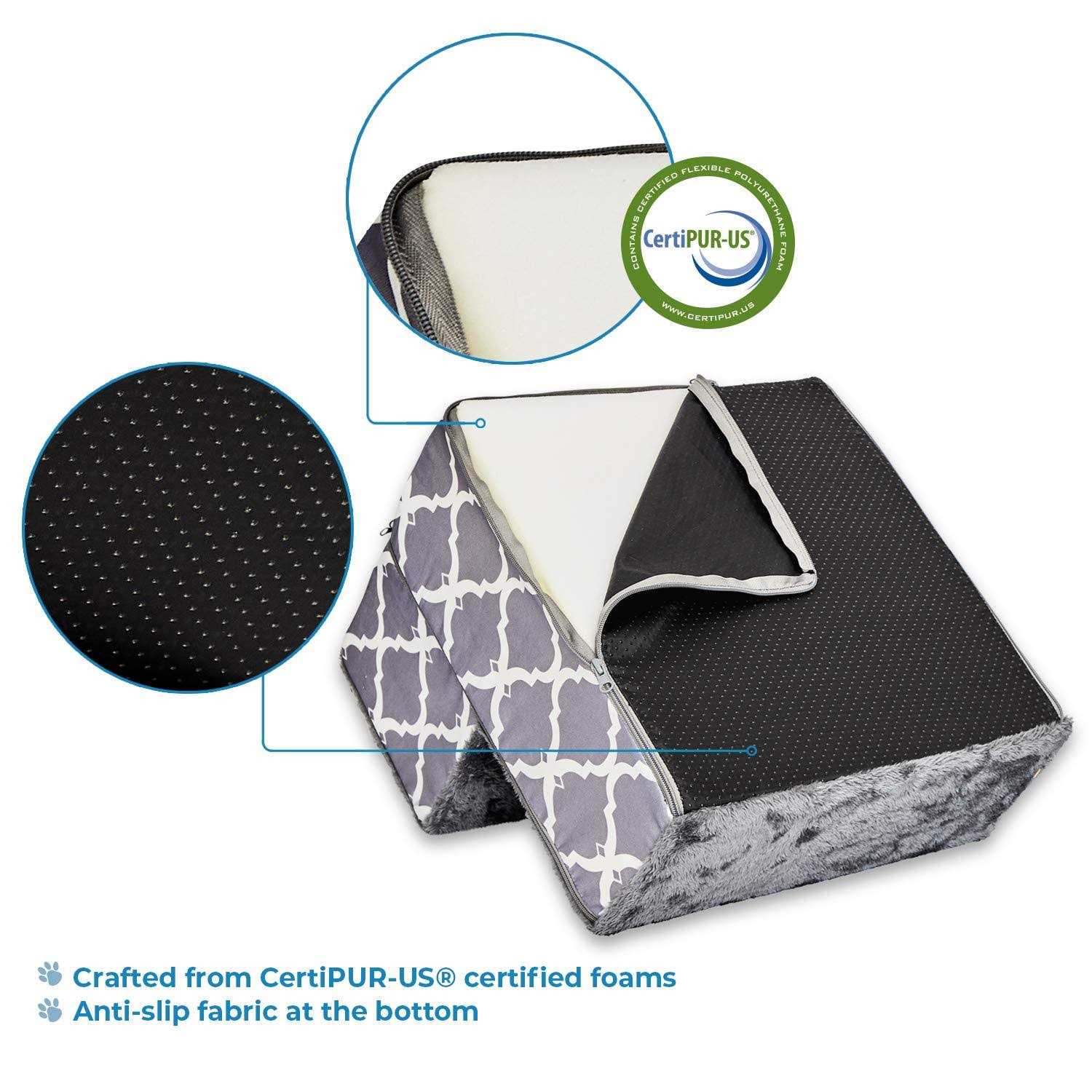 Foldable Pet Steps/Stairs with CertiPUR-US Certified Foam by Best Pet Supplies - Healthber